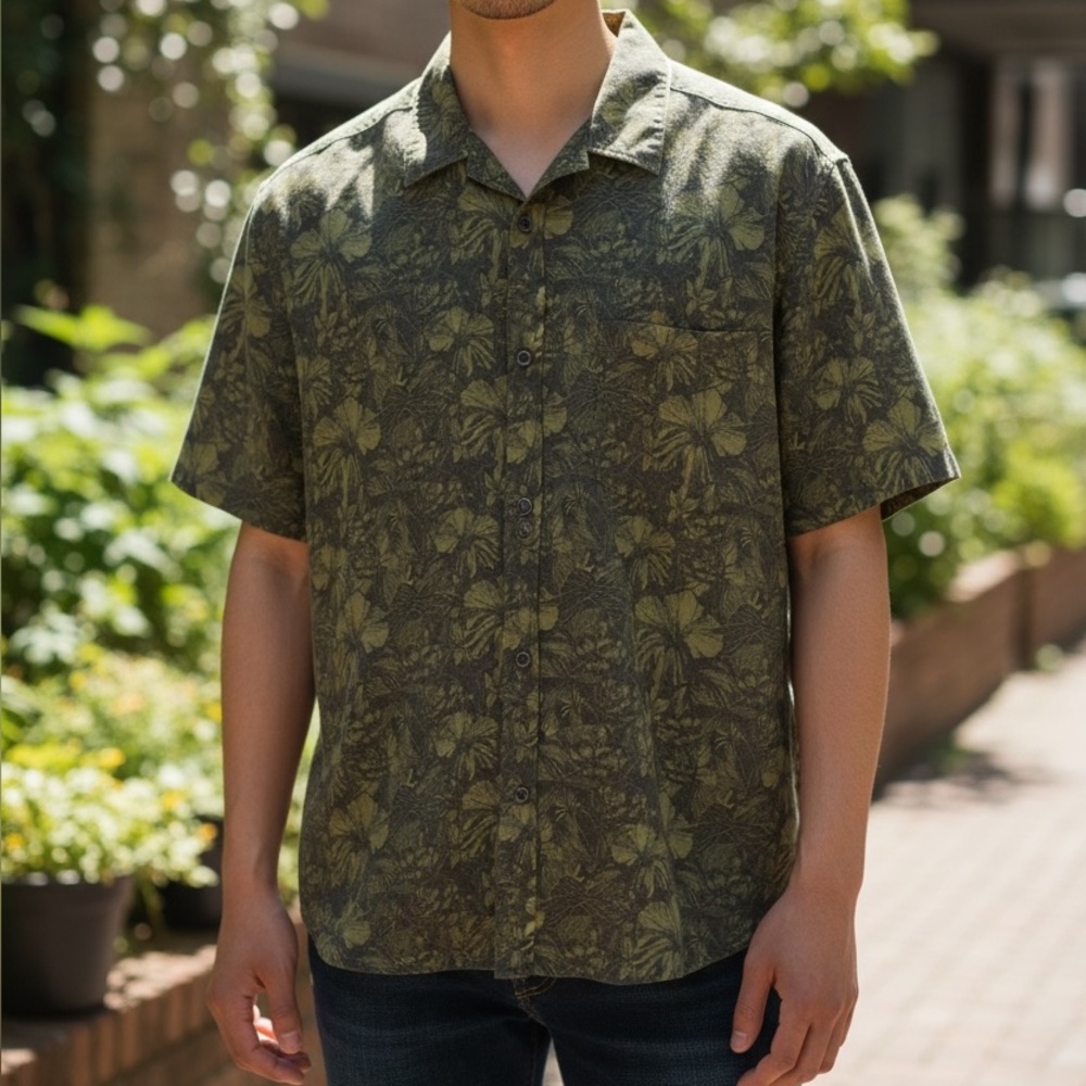 Rowm Big & Tall Relax Shirt Performance Short Sleeve Jungle Floral 2XB 3XB